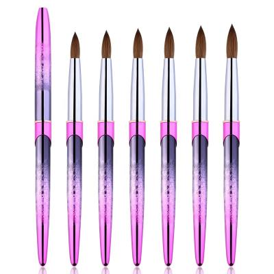 China 2022 Hot Baby NAIL Crystal Handle Kolinsky Acrylic Nail Purple Sweep Brush 100% Sand In Stock For 2-18 for sale