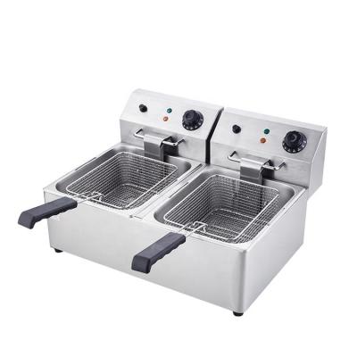 China Restaurant High Quality Commercial Electric Industrial Double French Fries Deep Fryer Machine With Temperature Control for sale