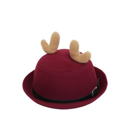 China Hot Selling Design High Quality Kids New Antler Adult Hat Round Roll-Edged Velvet Single-Sided Hat for sale