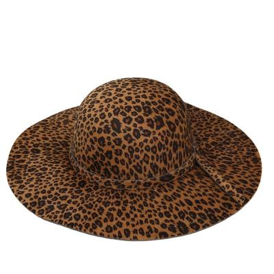 China High quality hot selling ladies cross flower hat trend casual leopard print large brim shade round hat for sale