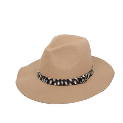 China Leather Wool Fedora Hat Simple Fashion Jazz Panama Fedora Hat High Quality Round Brim Fedora Hat for sale