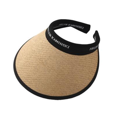 China Picture Women Summer Sunscreen UV Shade Straw Hat Breathable Empty Sun Visor Top Hat for sale