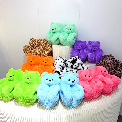 China Cute Plush Teddy Bear Bedroom Shoes Home Fashion Trend Winter Slippers Indoor Soft Fluffy Warm Comfortable Faux Fur for sale