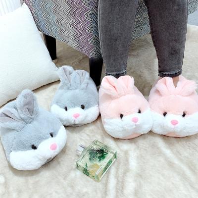 China Winter Fashion Trend Funny Girl Rabbit Fluffy Animal Plush Bunny Slippers Custom Cute Warm Soft Indoor Bedroom Bed for sale