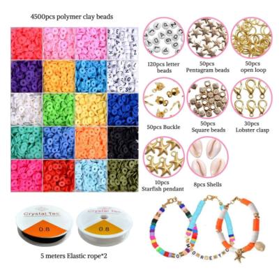 China Jewelry Making New 6mm Polymer Clay Bead Piece 24 Case Suit Color Circular Piece Style Jewelry Bracelet DIY Bohemian Accessories for sale