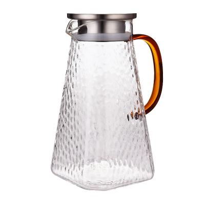 China Temperature tolerance -20°; „ ƒ - 150â „ ƒ Custom Low Moq Hammer Pattern Glass Nordic Pitcher Set Spanish Style 1500ml Porron Wine Glass Pitcher for sale