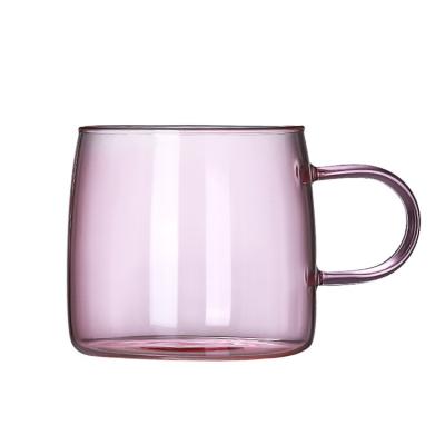 China Food Grade Heat Resistant Coffee Safe Maker Colored Borosilicate Glass Single Wall Insulated Mug for sale