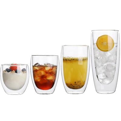 China Viable Factory Supplied 250/350/450/550ML Heat Resistant Double Wall Glass Coffee Mugs for sale