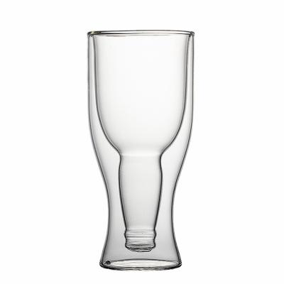 China Home restaurant 350ml transparent clear double wall beer glass mug for sale for sale