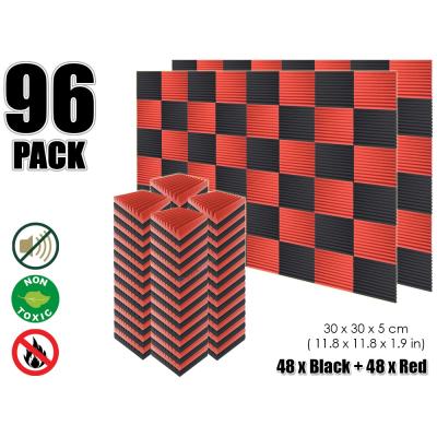 China Arrowzoom Modern 96 Piece Multi-Wedge Panel Studio Wall Sound Absorbing Acoustic Foam Red & 30 x 30 x 5 cm 12T Black for sale