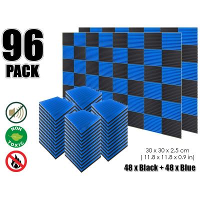 China Arrowzoom Modern 96 Piece Multi-Wedge Panel Studio Wall Sound Absorbing Acoustic Foam Blue & Black 30 x 30 x 2.5 cm 12T for sale