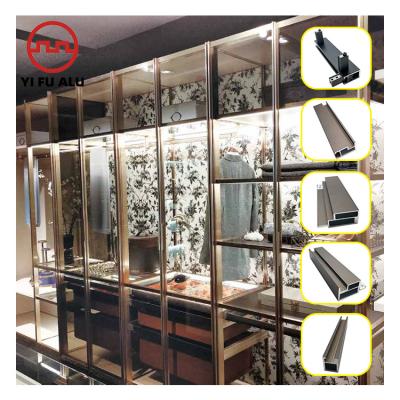 China Modern Glass System Furniture Home Furniture Bedroom Wardrobe Wall Decorations Cabinets Aluminum Profile for sale