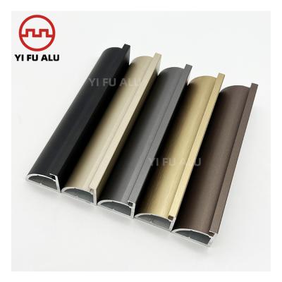 China Decorations Factory Price Wardrobe Cabinet Door Aluminum Metal Powder Coated Handle Frame Black Aluminum Profile for sale