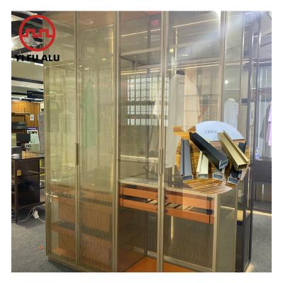 China Low price aluminum frame aluminum glass door cabinet kitchen decorations factory wardrobe door profile middle east market for sale