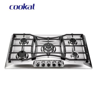 China Commercial Hot Sale Stainless Steel 5 Burner Gas Built-In Hob For Kitchen Appliance for sale