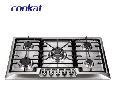 China 2022 Commercial Steel Cooktop Home Appliances Gas Mills 5 Burner Indoor Gas Stove for sale