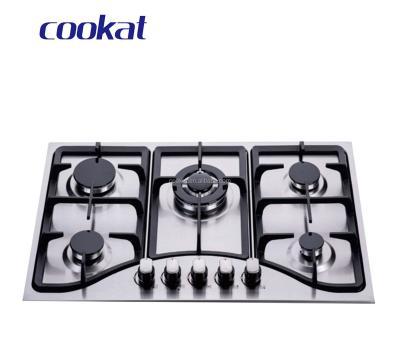 China Commercial High Quality Good Price 5 Burners Integrated Stainless Steel Gas Hob for sale