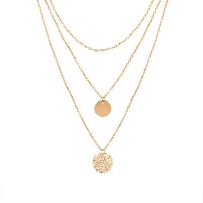 China High Quality Tasty Disc Chokers Necklace Layered Circle Necklace Pendant Y Bar Gold Plated Necklace For Women for sale