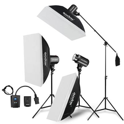 China Flash Light Kit 900W - 900Ws Godox 3x E300 Wireless Remote Control Strobe Studio Photographic Lighting - Strobes Arms+Light Stands+Triggers+Soft Box+Boom for sale