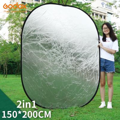 China Godox 2in1 150x200cm Photography Studio Gold Photography Lighting Diffuser Folding Reflector and Multi-disc Silver Oval Reflector for sale