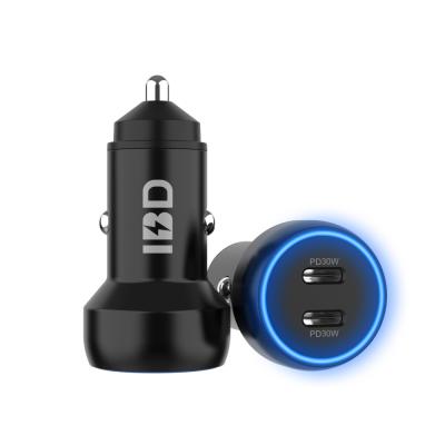 China Hot New Product 60W USB Dual Port PD 30W Max Car Charger For Mobile Mobile Phone IBD Dual Port Fast Charging Phone for sale