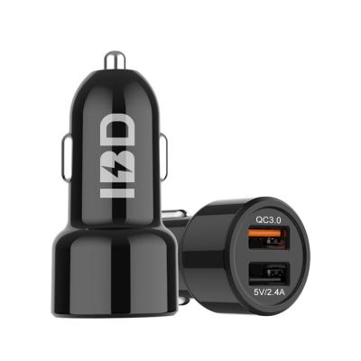 China Phone Charging IBD Car Charger 30w USB Car Charger Adapter Dual Fast Charging Mini USB Port for sale