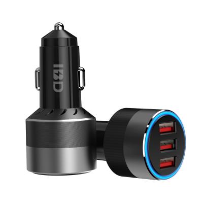 China Moblie Phone & Macbook Charging New Led Light IBD Series Car Charger Support 3 Ports QC 18W Fast Charging for sale