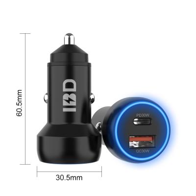 China Moblie Phone Charging New IBD 2021 Car Charger Support Two Ports PD 30W High Quality Fast Charging The Mobile Phone for sale