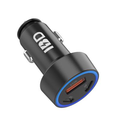 China Wholesale IBD 2021 OEM Nice Blue Led Black Fast Fast Charger 58W 3 Ring Ports QC3.0&PD Car Charger For Macbook for sale