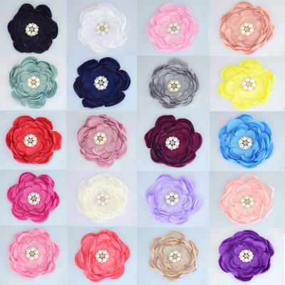 China 3D Wholesale 5 Inch Pre Made Single Faced Satin Ribbon Rose Flower for sale