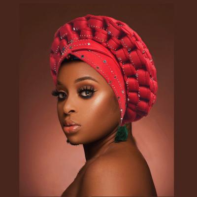 China New Gele Aso Oke Headties Fashion African Muslim Auto Muslim Turban Hats Nigerian Wedding Gele Ready To Use Autogele Head Wraps for sale