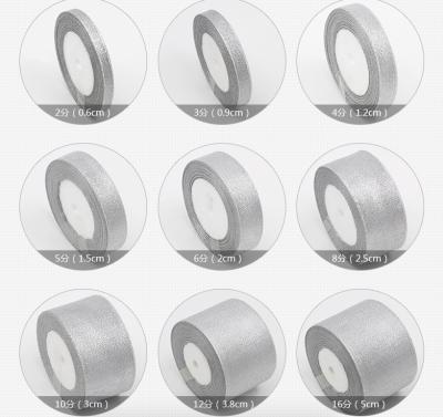 China Wholesale Eco-Friendly Silver Craft Organza Sash Wedding Christmas Embellishment Spool Glitter Wrapping Ribbons Ribbon 6mm 10mm 15mm 25mm for sale