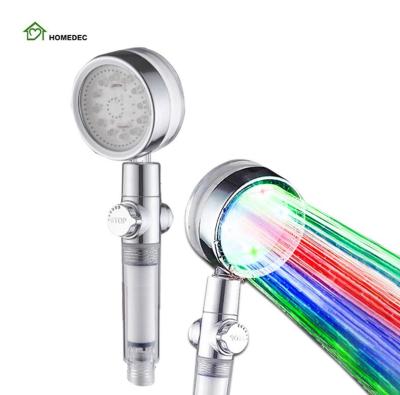 China Modern Hot Sales LED Shower Head , PP Hand Filter Fan Insided Type Shower Head With Booster Rotation Function for sale