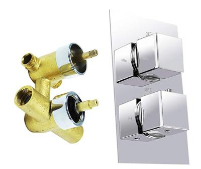 China Without Slide Bar Switch Shower Valve Water Diverter Two Handle Thermostatic Mixing Brass Chrome Control HIDDEN THERMOSTATIC SHOWER MIXER VALVE for sale