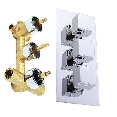 China Shower Valve Thermostatic Mixer Taps Solid Brass Three Way Thermostatic Water Diverter, Inlet 3/4