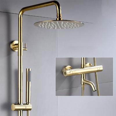 China With Sliding Bar Exposed Rain Shower Set Sprayer Tub Faucet Outdoor Shower Sets Rainfall for sale