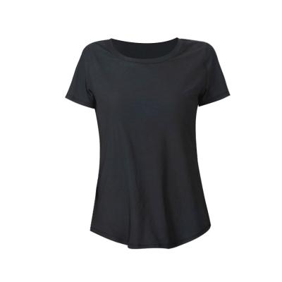 China Ladies Colored Fitness Shirt Breathable Pure Breathable Running Sportswear Seamless Short Sleeve Yoga Top for sale