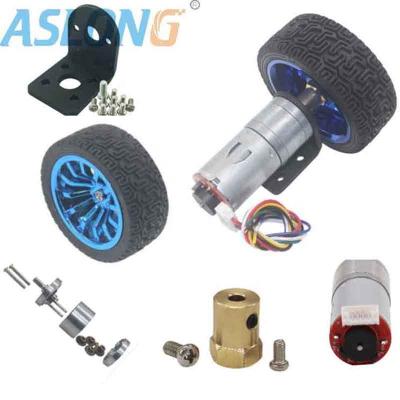 China Totally Enclosed JGA25-370TC 12V Electric Car DC Motor Kit With 25mm Gearbox Mount 65mm Tire Coupling 6v Encoder Geared Small Electric Motor Toy for sale