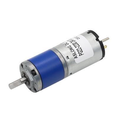 China Totally Enclosed ASLONG 22mm DC motor PG22-2230 24V cw/ccw high speed low noise electric planetary gear box for robot for sale