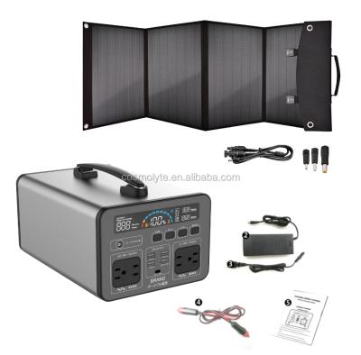 China Waterproof Car Power Station Home Power Station Solar System 1000Wh Portable Generator with 2 Solar Panel for sale