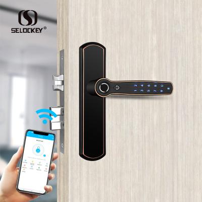 China Home/Apartment/Airbnb/Rental Modern Design TTLOCK APP Smart Safe Lock Room/Office NFC Biometric Card Lock Door Handle Fingerprint Safe Lock for sale