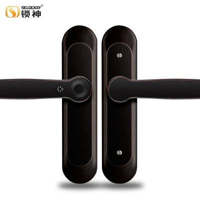 China Biometric smart door handle bedroom home lock WIFI APP WIFI key TTLOCK fingerprint lock smart digital password IC card smart lock for sale