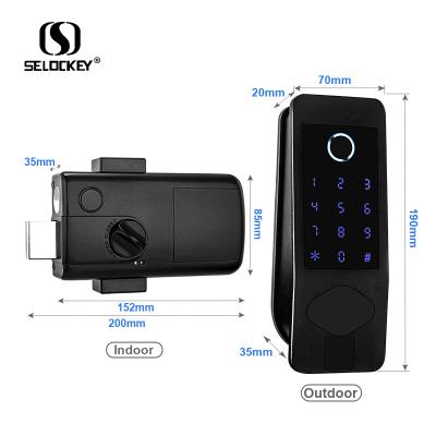 China 2020 Newest Metal Card IP65 Smart Biometric Fingerprint Door Lock Hotel RFID Keyless Lock Password Rim Door Lock for sale