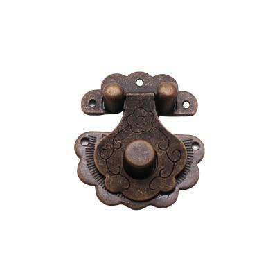 China Jewelry Box Wooden Antique Brass Clasp Handle Lock Retro Metal Storage Box Lock for sale