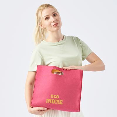 China New portable eco bags high rated fashionable casual shopping tote RPET sustainable felt recycled bag for sale