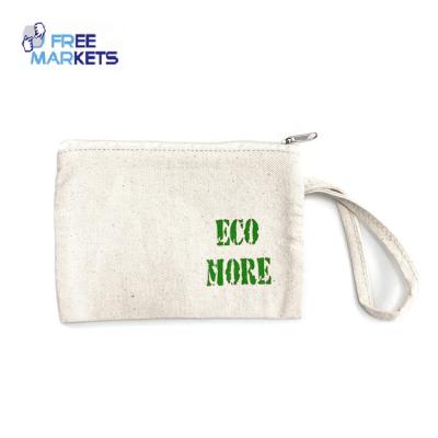 China Fashion Travel Clear Sustainable Toiletry Cosmetic Bag RPET Recycled Organic Cotton Make Up Pouch With Zipper for sale