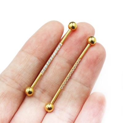 China FASHIONABLE Wholesale Body Jewelry Ear Piercing Stainless Steel 14g Outer Wire Carving Industrial Barbell for sale