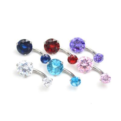 China FASHIONABLE Body Jewelry Stainless Steel Zircon Belly Piercing Rings Double Dangle Bang Belly Button Rings for sale