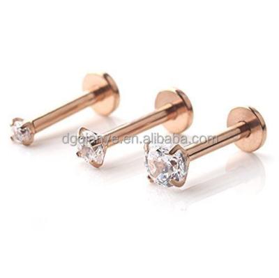 China Piercing Jewelry Rose Gold Labret Stud Stainless Steel Body Labret Decoration for sale