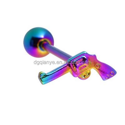 China Non-Toxic Harmless To Human Body Hotsale Stainless Steel Crazy Tongue Rings Gun Tongue Piercing Colorful Tongue Puncture for sale